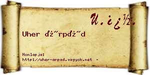 Uher Árpád névjegykártya