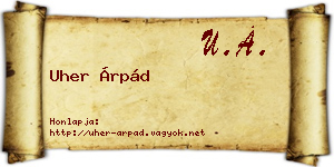 Uher Árpád névjegykártya